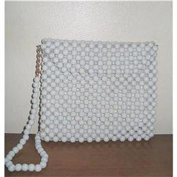 Retro White Lucite Bead Shoulder Bag Purse #2226533