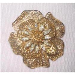 VENDOME Signed Gold Plated Flower Brooch #2226543