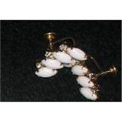 Juliana Milk Glass & Rhinestone Earrings Signed#2226554