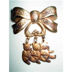 Deco Gilted Hanging Brooch Teddy Bears #2226563