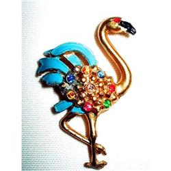 Victorian Gilted & Paste Flamingo Brooch #2226566