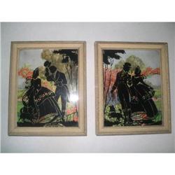Lot 2 Romantic Silhouettes Prints Painted  #2226575