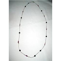 Czech Glass & Silver Flapper Necklace 34" #2226579