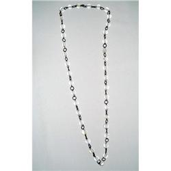 Art Deco Clear Glass Bead Necklace 27" #2226580