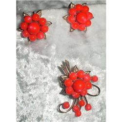 Orange Thermo Set Earring and Pin Set #2226616