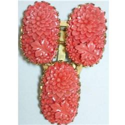 Vintage huge DECO Carved HUGE DRESS clip #2227407