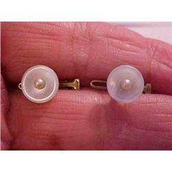 Classic Art deco Shirt Studs 14k MOP and tiny #2227587