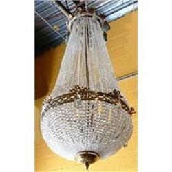 Antique Beaded Crystal and Bronze Chandelier #2176076