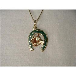 14K YG Enamel Equestrian Horseshoe Pendant #2176247