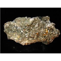 Geode Rock with pieces of silver and gold metal#2176360