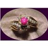 Image 1 : 14K Gold Star Ruby Ring with 16 Diamonds #2176519