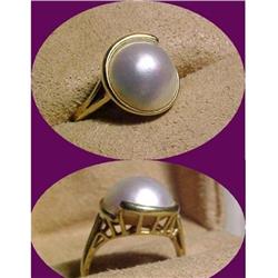 Lustrous 14K Gold 15mm Ocean Mabe Pearl Ring   #2176520