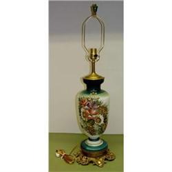 Art Nouveau Flower Porcelain Bronze Lamp #2176642