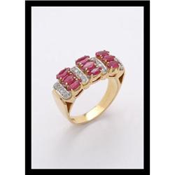 RUBY AND DIAMONDS RING , YELLOW GOLD. #2188905