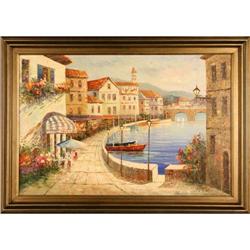 Italian Villa signed painting landscape James #2188916