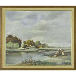 ?Landscape and People? by E Deiton painting #2188919