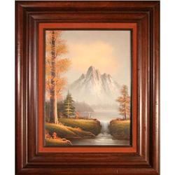 Waterfall Mountain landscape painting Russell #2188926