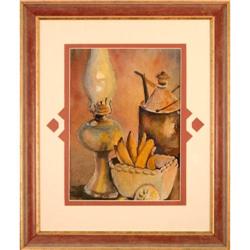 Still Life with Lamp Watercolor signed Rowland #2188928