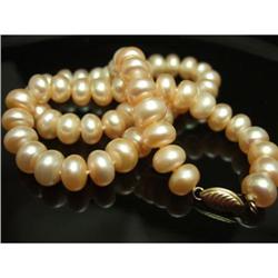 9-10mm Frshwtr Peach Pearl Necklace w/Gold #2189079