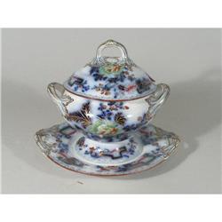 Flow Blue Lidded Sauce Tureen and Underplate #2189088