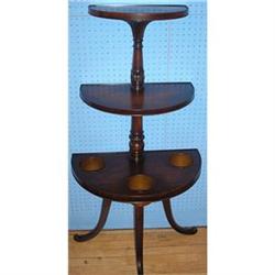 MAHOGANY 3 TIER DEMI-LUNE TABLE WITH BRASS #2189159