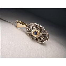 18K Pink Rose Gold Diamond Sapphire Pendant #2189279