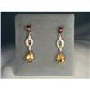 Image 1 : 14K Gold Citrine Garnet Diamond Drop Earrings #2189292