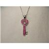 Image 1 : 14K WG Gold Ruby Heart Key Pendant Necklace #2189296