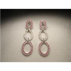 14K WG Pink Sapphire Pave Diamond Earrings #2189307