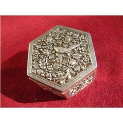 Antique high relief chiseled silver box #2189381