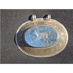 Large Bedouin silver pendant with lapis lazuli #2189572