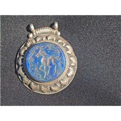 Large Bedouin silver pendant with lapis lazuli #2189575