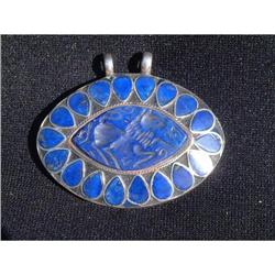 Large Bedouin silver pendant with lapis lazuli #2189576