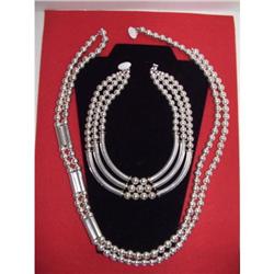 Estate Sterling Silver Hallmarked Bead Necklace#2189651