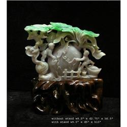 Chinese Green White Jade Radish Kids Decor #2189748