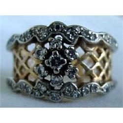 VINTAGE RETRO 14Kt GOLD DIAMOND BASKET WEAVE #2189857