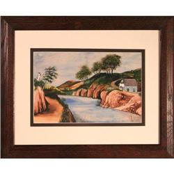 River view landscape watercolor painting #2205667