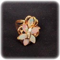 14k Fire Ridge Opal & Diamond Cocktail Ring #2205840