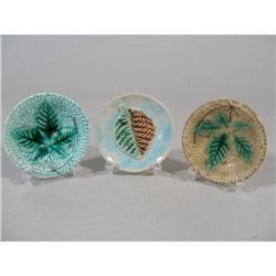Three Majolica Butterpats with Leaf Motif #2205908