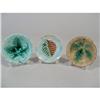 Image 1 : Three Majolica Butterpats with Leaf Motif #2205908