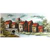 Image 1 : ORIG PAINTING  LANDSCAPE, RIVER & VILLAGE SCENE#2205976