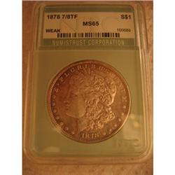 Mogan Dollar - 1878 P 7 over 8 Clear Double #2205985