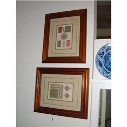 Pair of hand colored engravings of embroidery #2206060