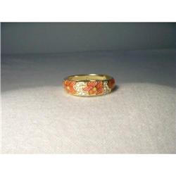 Hidalgo Enamel 18K Orange Orchid Diamond Band #2206163