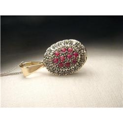 18K Pink Rose Gold Diamond Ruby Pendant #2206169