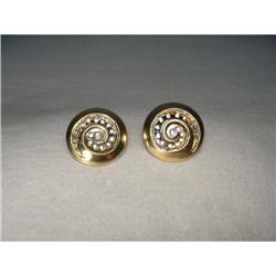 14K Two-Tone 2-Tone Gold Diamond Swirl Earrings#2206182