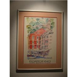 Artist signed vibrant water color Portofino!  #2206259