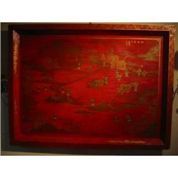 Chinese Vintage Chinoiserie Red Tray!  #2206269