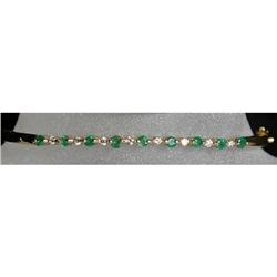 Estate Emerald Diamond Bracelet Bangle Gold #2206298