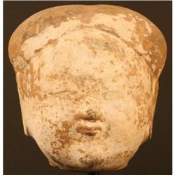 Chinese Han Dynasty Terracotta Head with Kaolin#2206341
